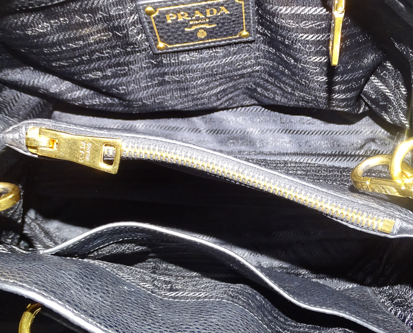 Prada Vitello Daino Small Tote Black  with Strap