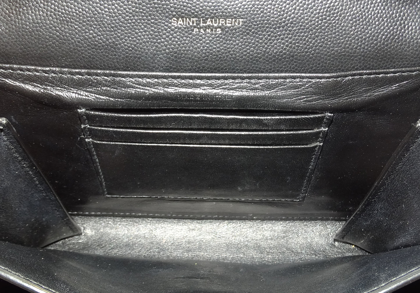 Saint Laurent Cassandra Chain Wallet with Push Lock Black GHW