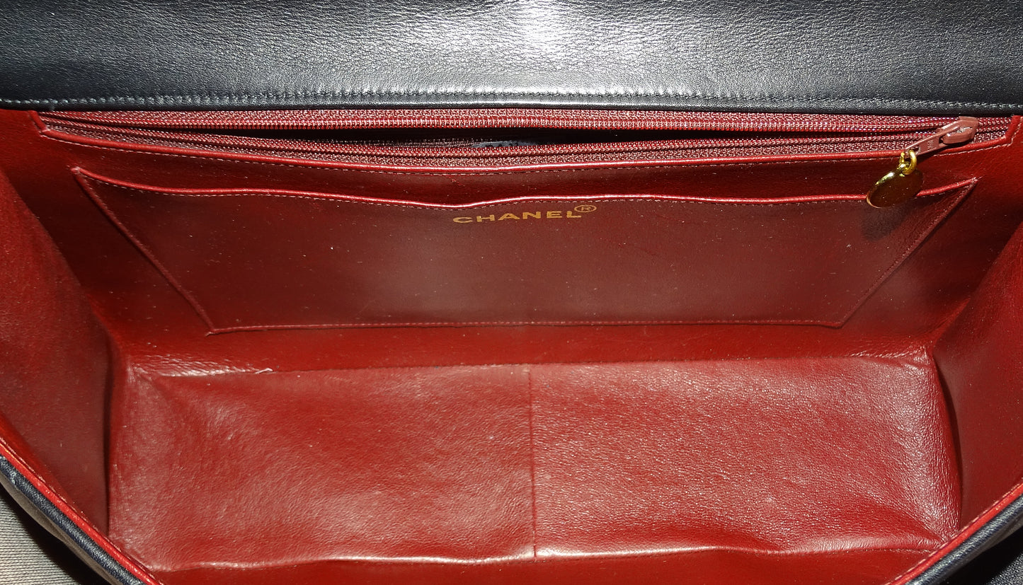 Chanel Black Vintage Lambskin Maxi Single Flap 1991/94