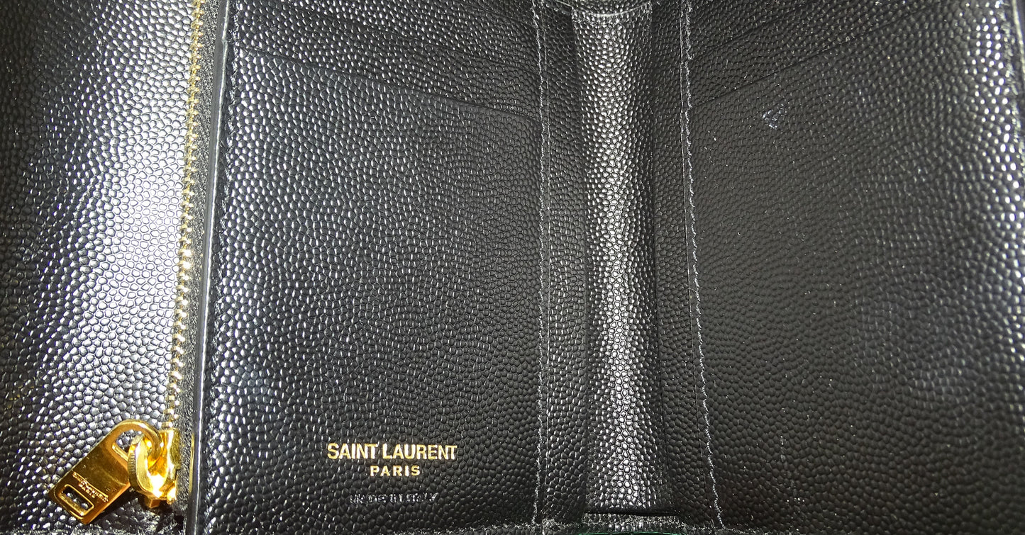 Saint Laurent Tri-Fold Wallet CompactCassandre Matelassé Leather