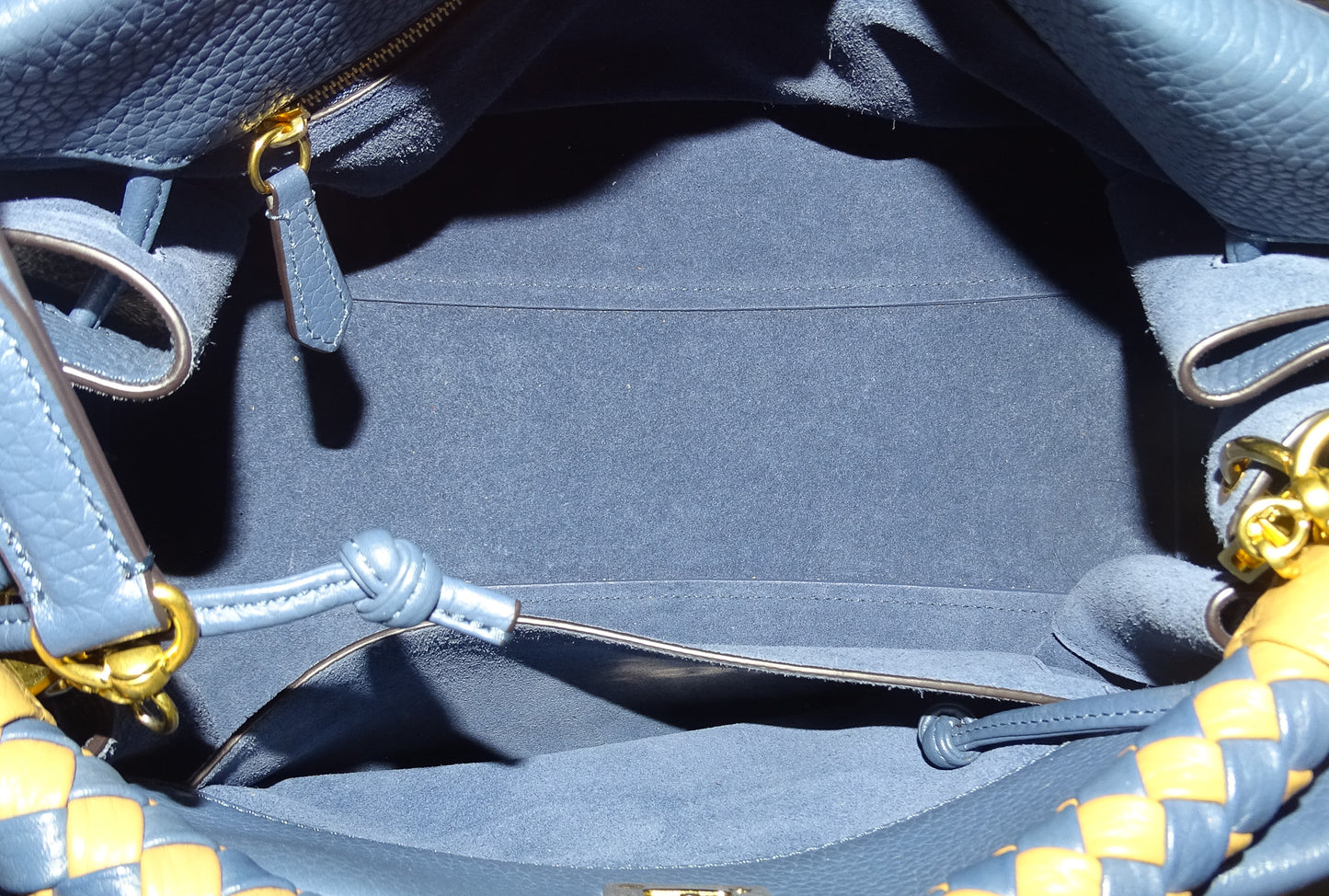Mulberry Iris Large Heavy Grain Leather Steel Blue with Apricot Handle