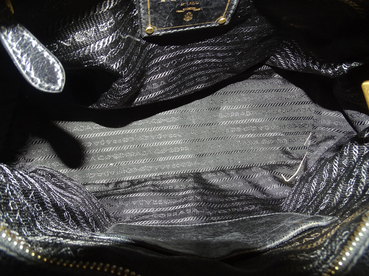 Prada Vitello Shine Black Tote