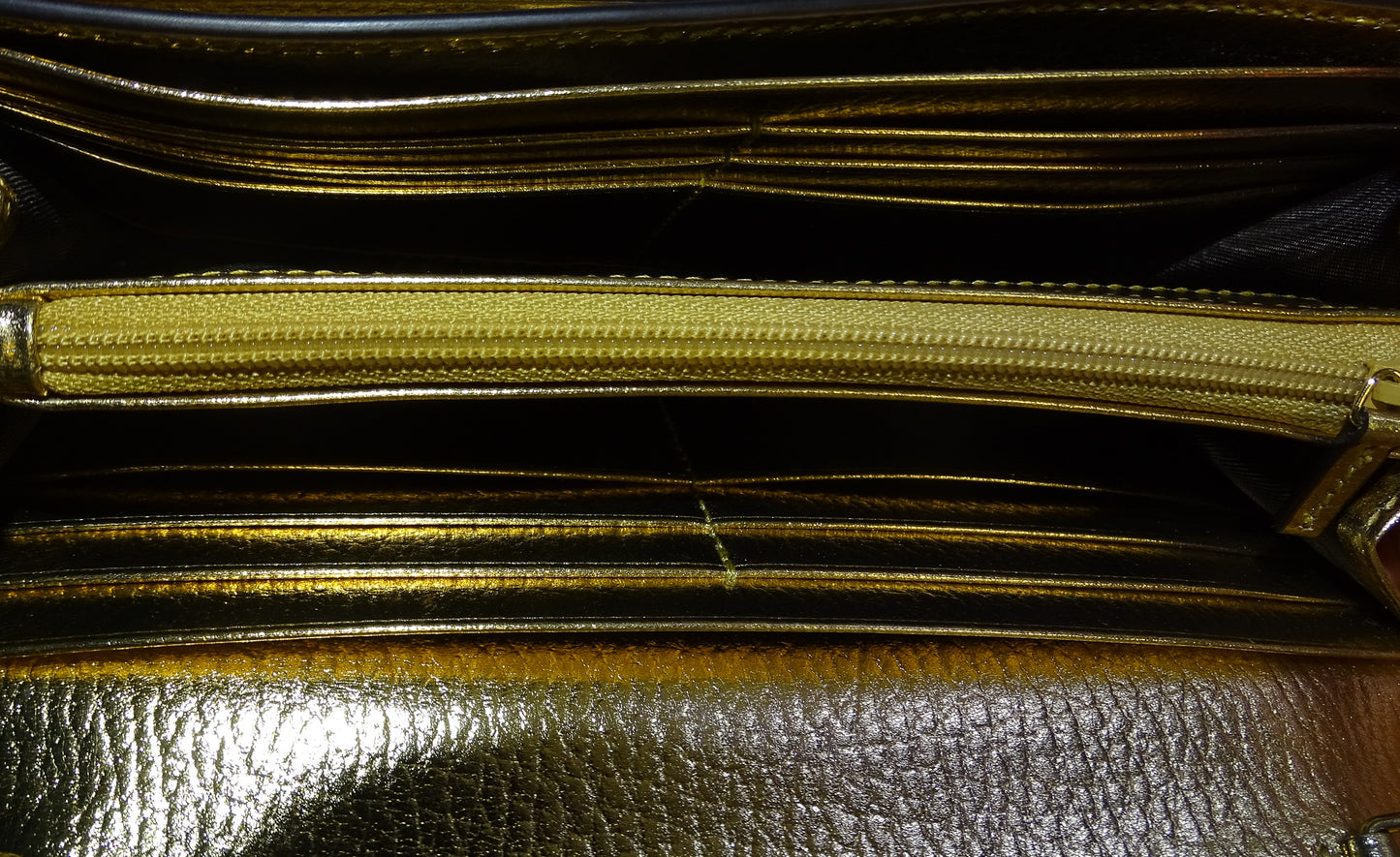 Gucci Marmont Wallet on Chain Gold Leather and GG Supreme