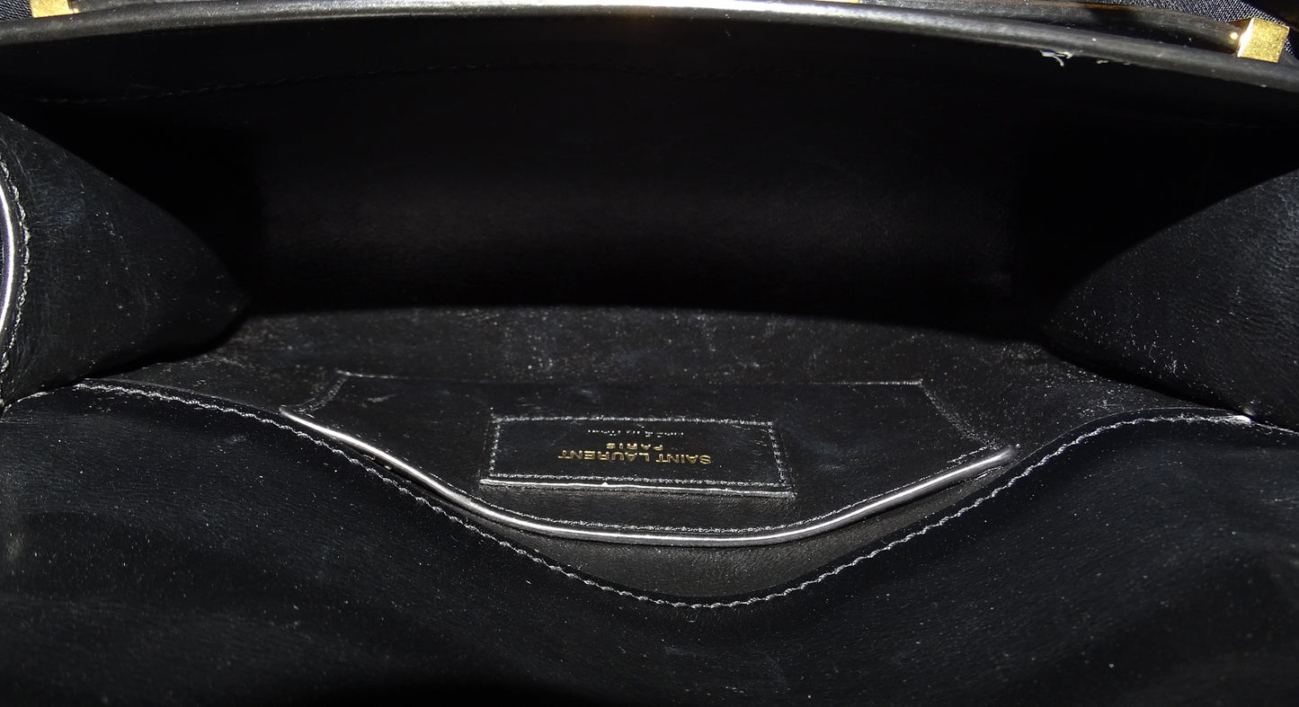 Saint Laurent Manhattan Mini Black Box Leather Shoulder Bag