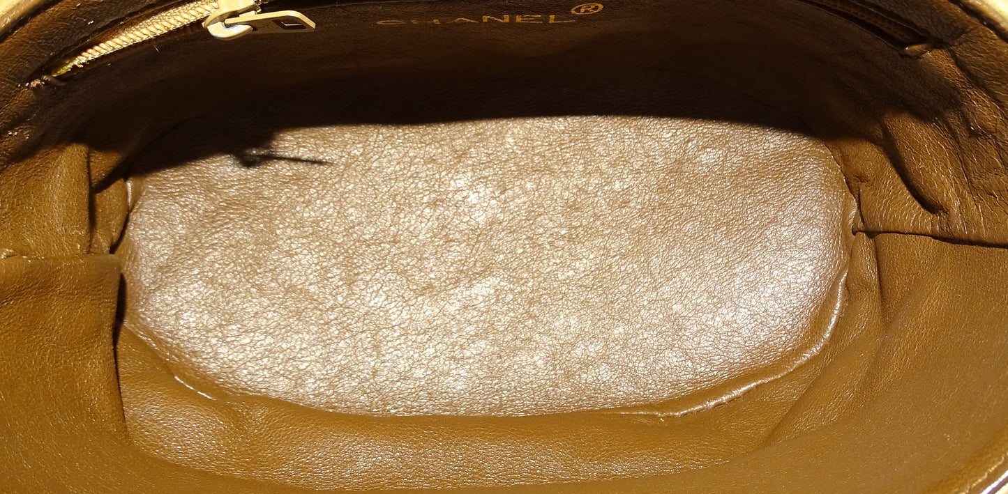 Chanel Tassel Vanity Bag Beige Quilted Lambskin Vintage