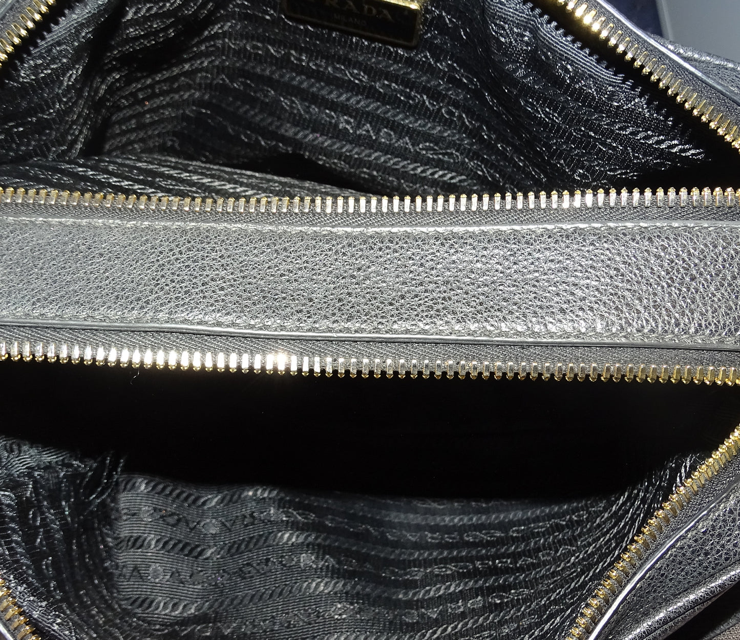 Prada Double Zip Camera Bag Black Leather GHW