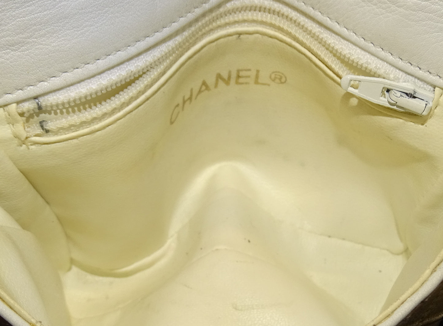 Chanel White Cross Stitch Vintage Waist Bag