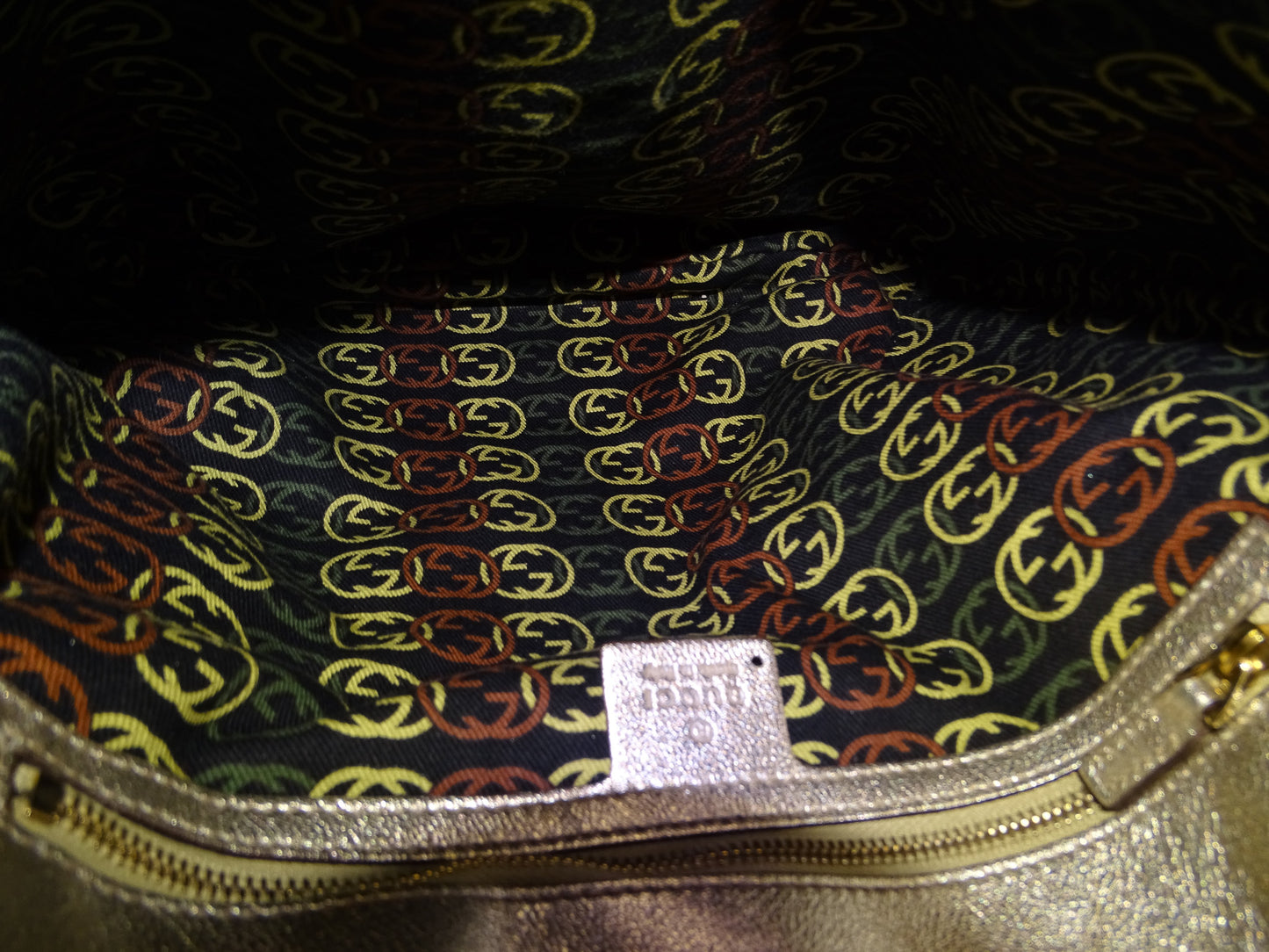 Gucci Britt Hobo Gold Metallic Leather Vintage