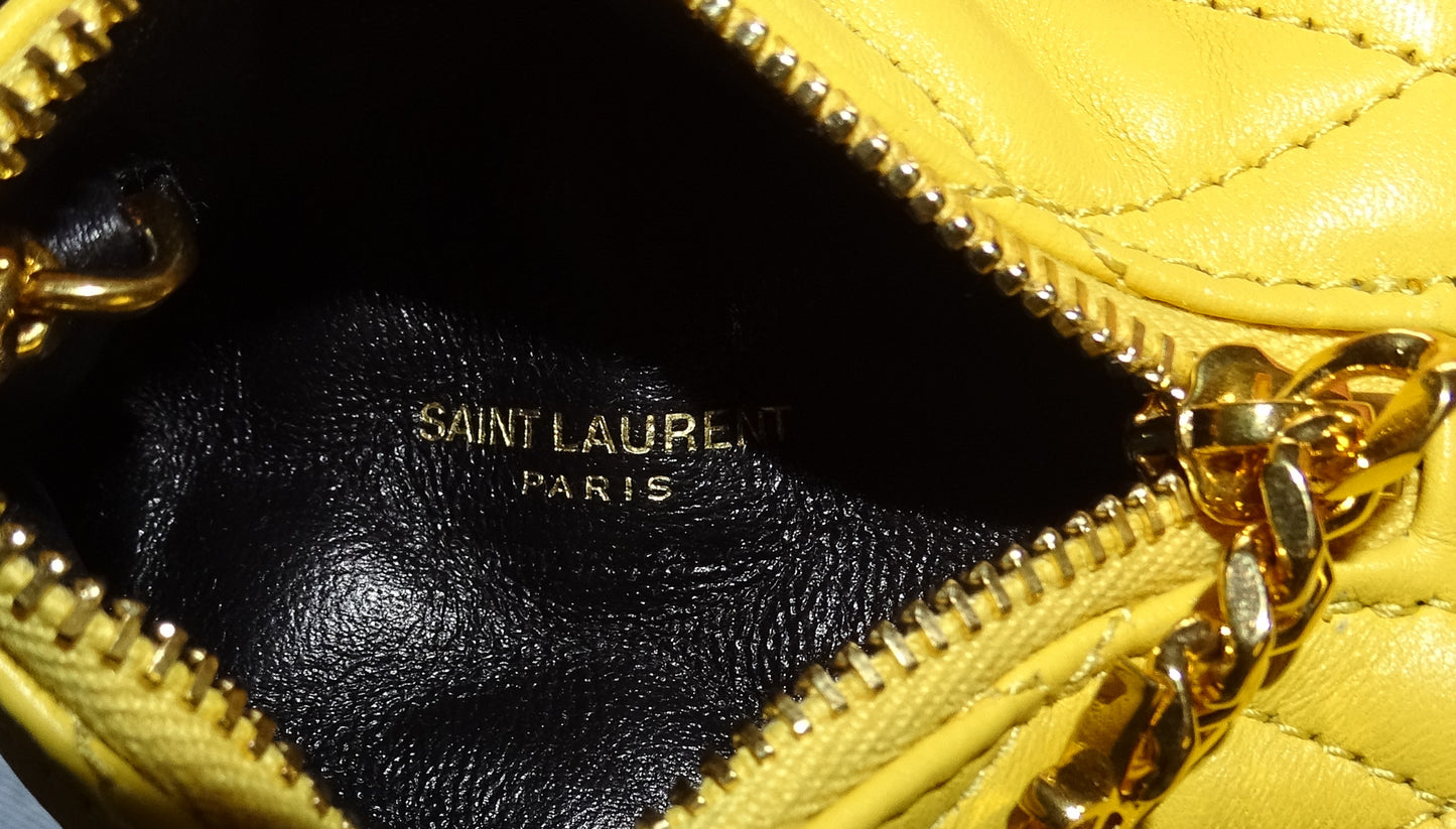 Saint Laurent Berlingo Charm Key Pouch Yellow Lambskin