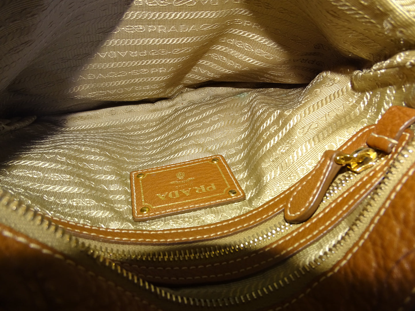 Prada Messenger Bag Logo Canvas and Leather