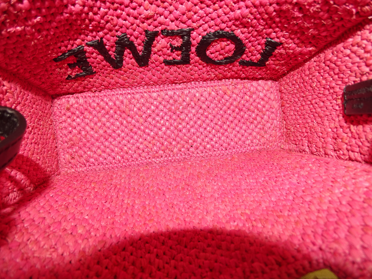 Loewe X Paula's Ibiza Mini Raffia Logo Tote Pink