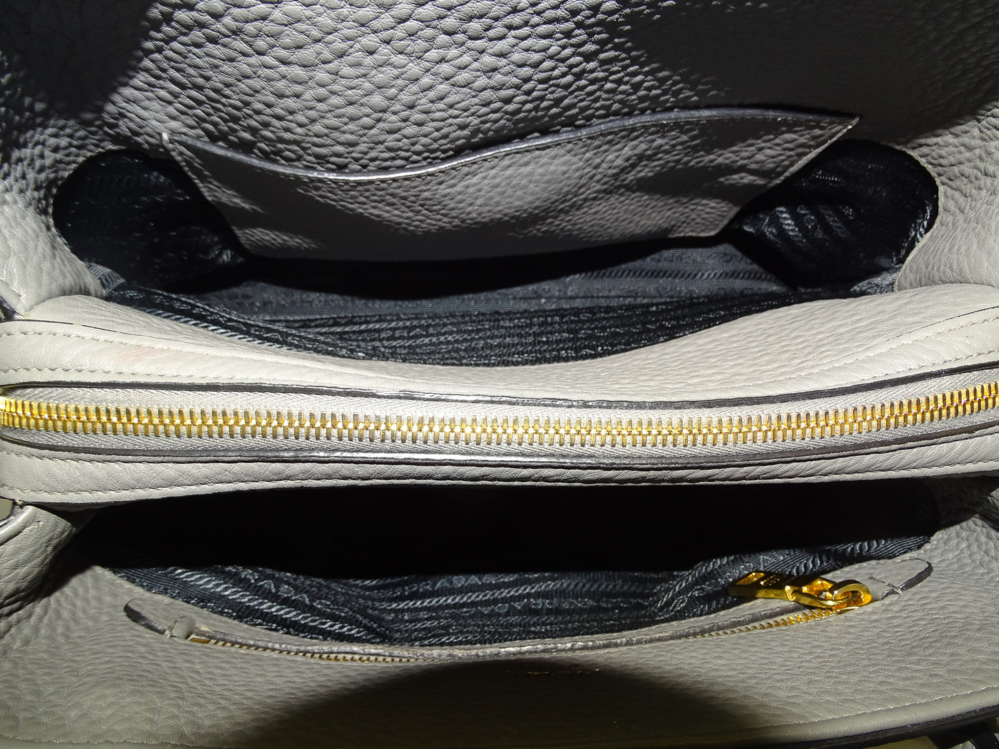 Prada Marmo Grey Tote Bag in Calf Leather (No Shoulder Strap)