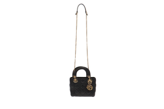 Dior Black Lambskin GHW Mini Lady Dior 2017