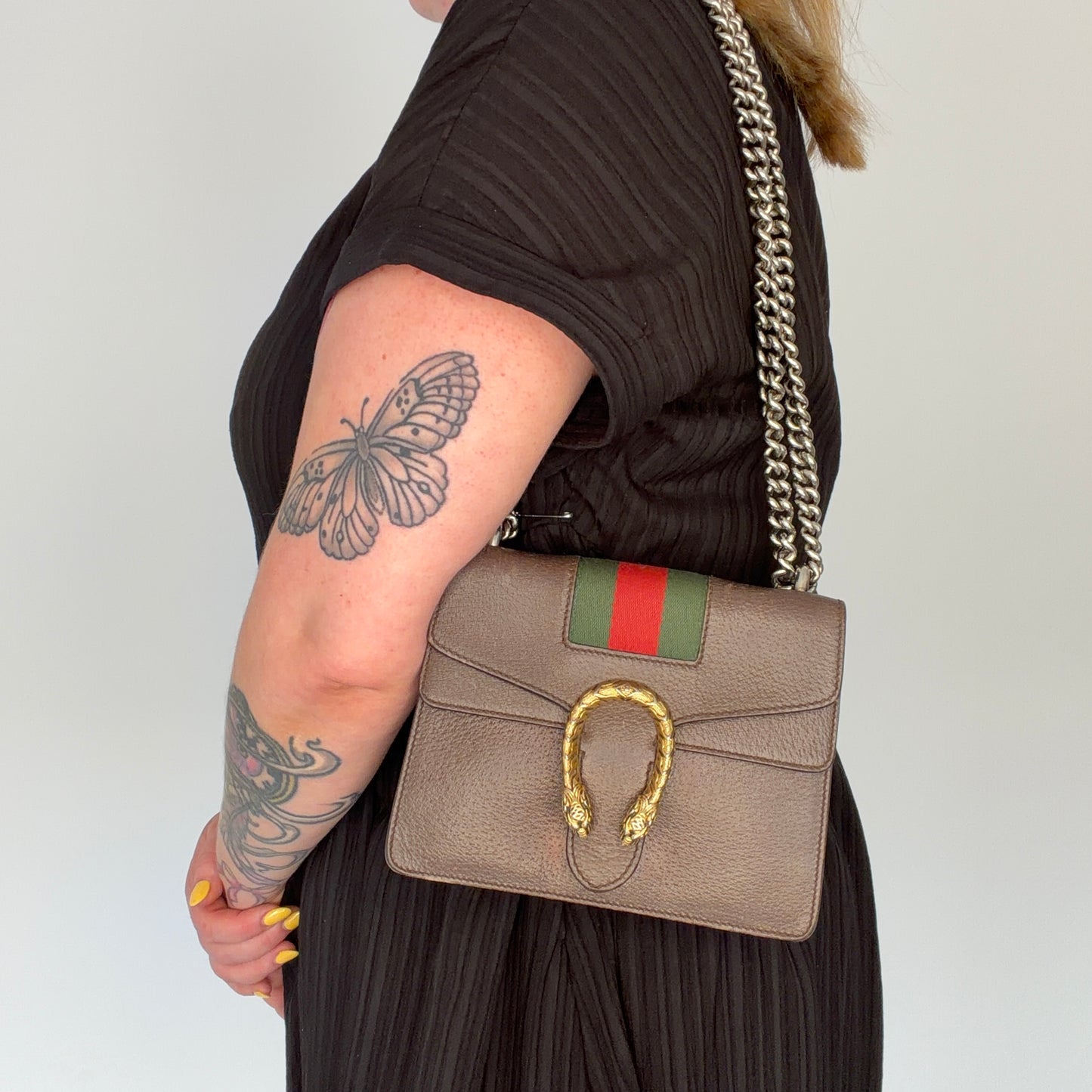 Gucci Brown Leather and Web Detail Mixed HW Mini Dionysus