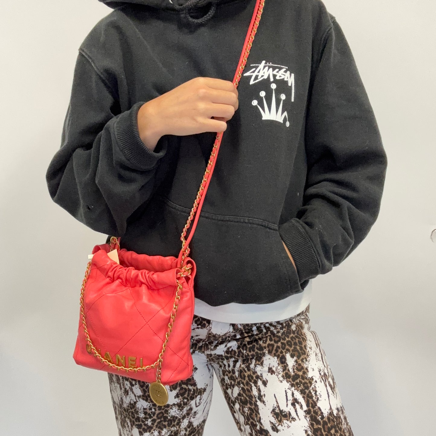 Chanel 22 Mini Coral Pink Leather Shiny Calfskin GHW