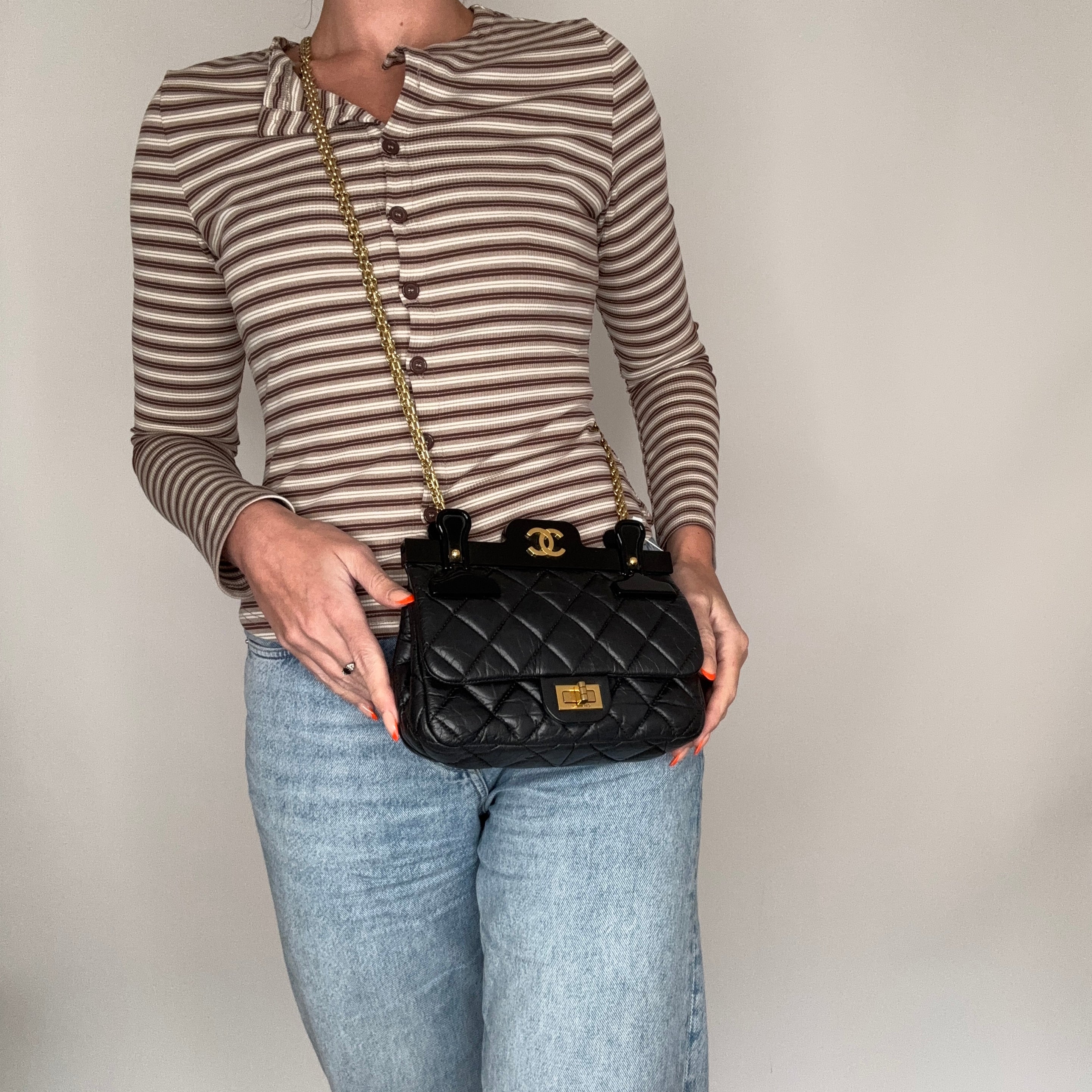 Chanel Reissue 2.55 224 Hanger Flap Ultra Rare Black | Designer