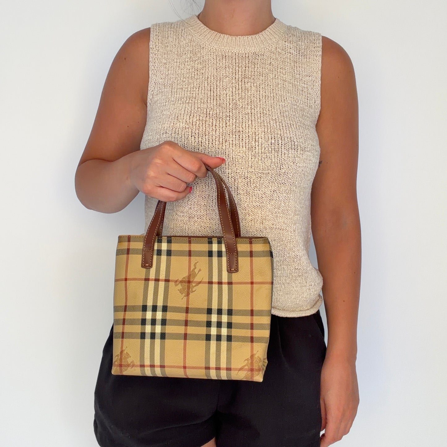 Burberry Tote Mini Haymarket Check and Leather
