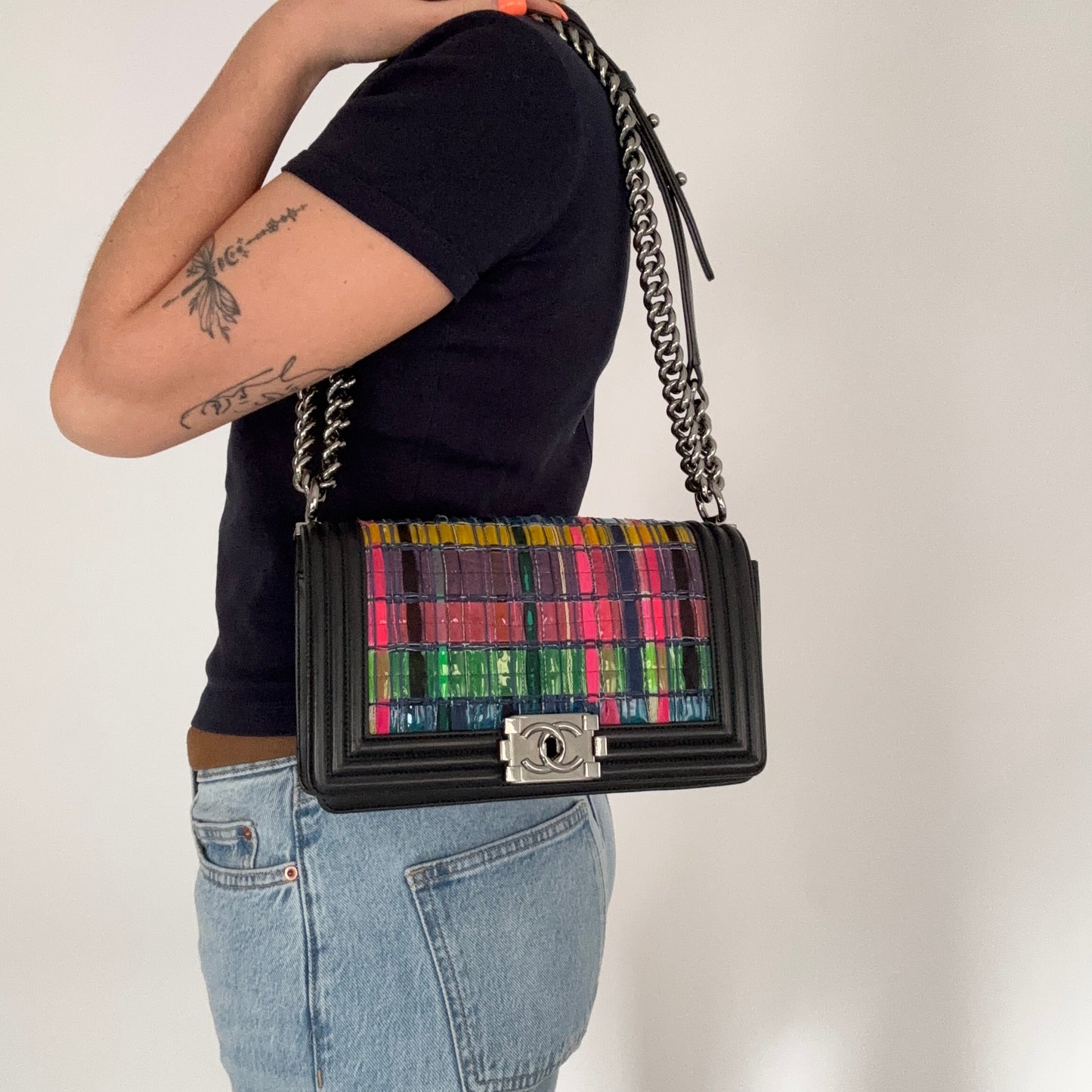 Chanel Boy Bag Old Medium Seasonal Multicolour Panels 2014