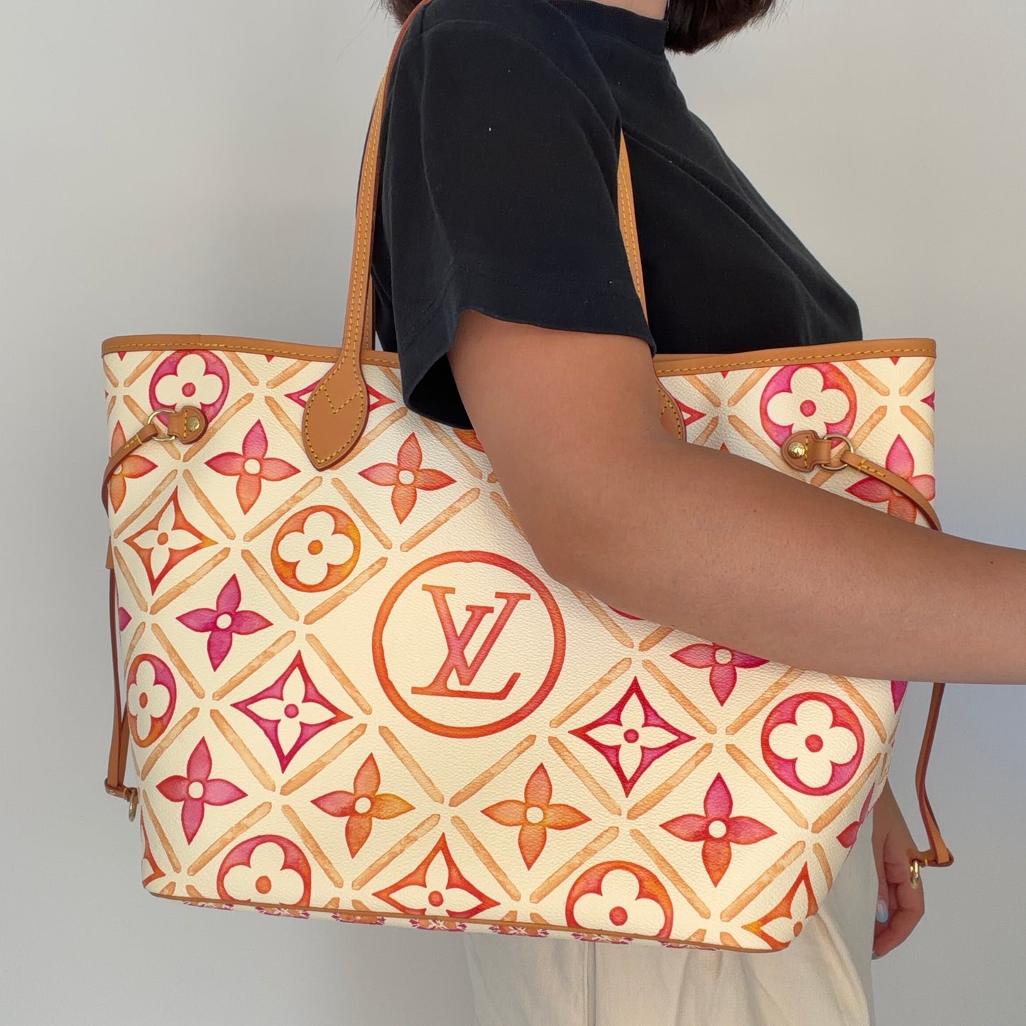 Louis Vuitton Neverfull MM & Pochette By The Pool Pink/Orange