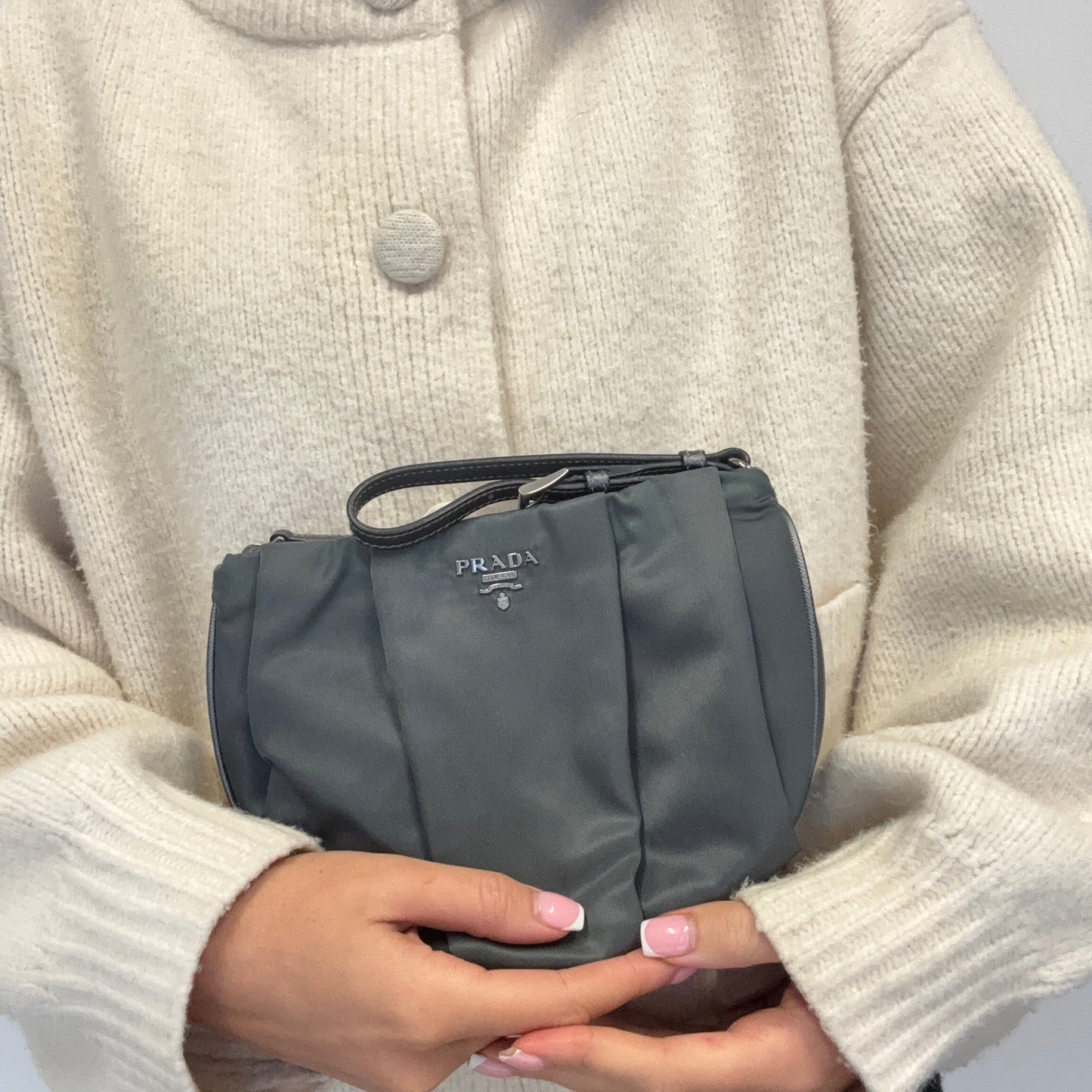 Prada Grey Nylon Vintage Clutch