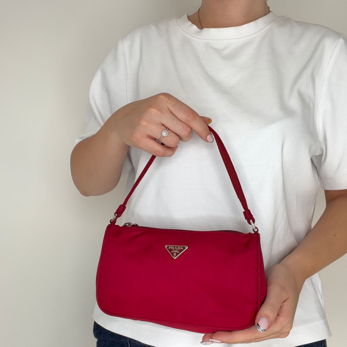 Prada Red Nylon Vintage Pouch