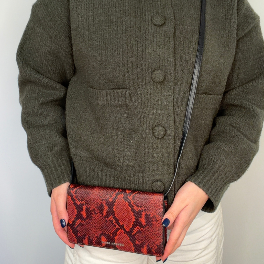 Marc Jacobs Python Embossed Wallet On Strap Red
