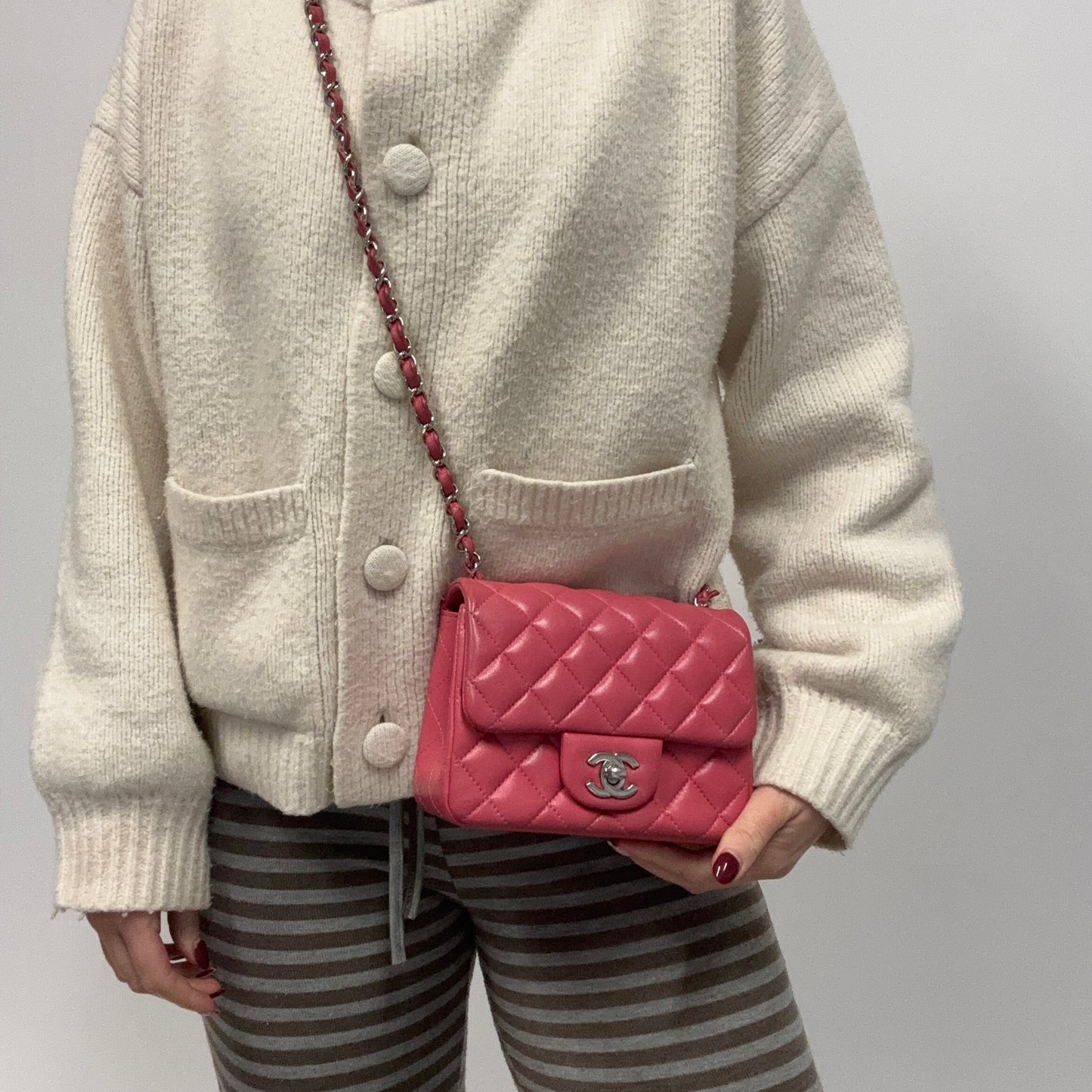 Chanel Classic Mini Square Flap Pink SHW 2019