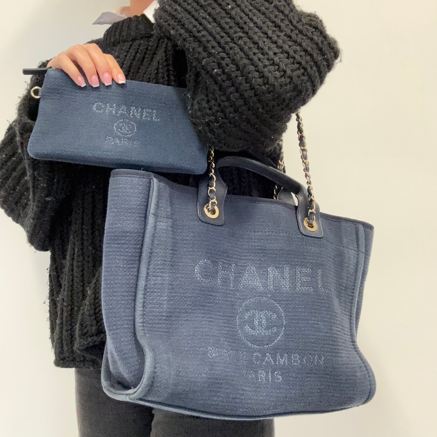 Chanel Small Deauville Tote Navy Blue 2022