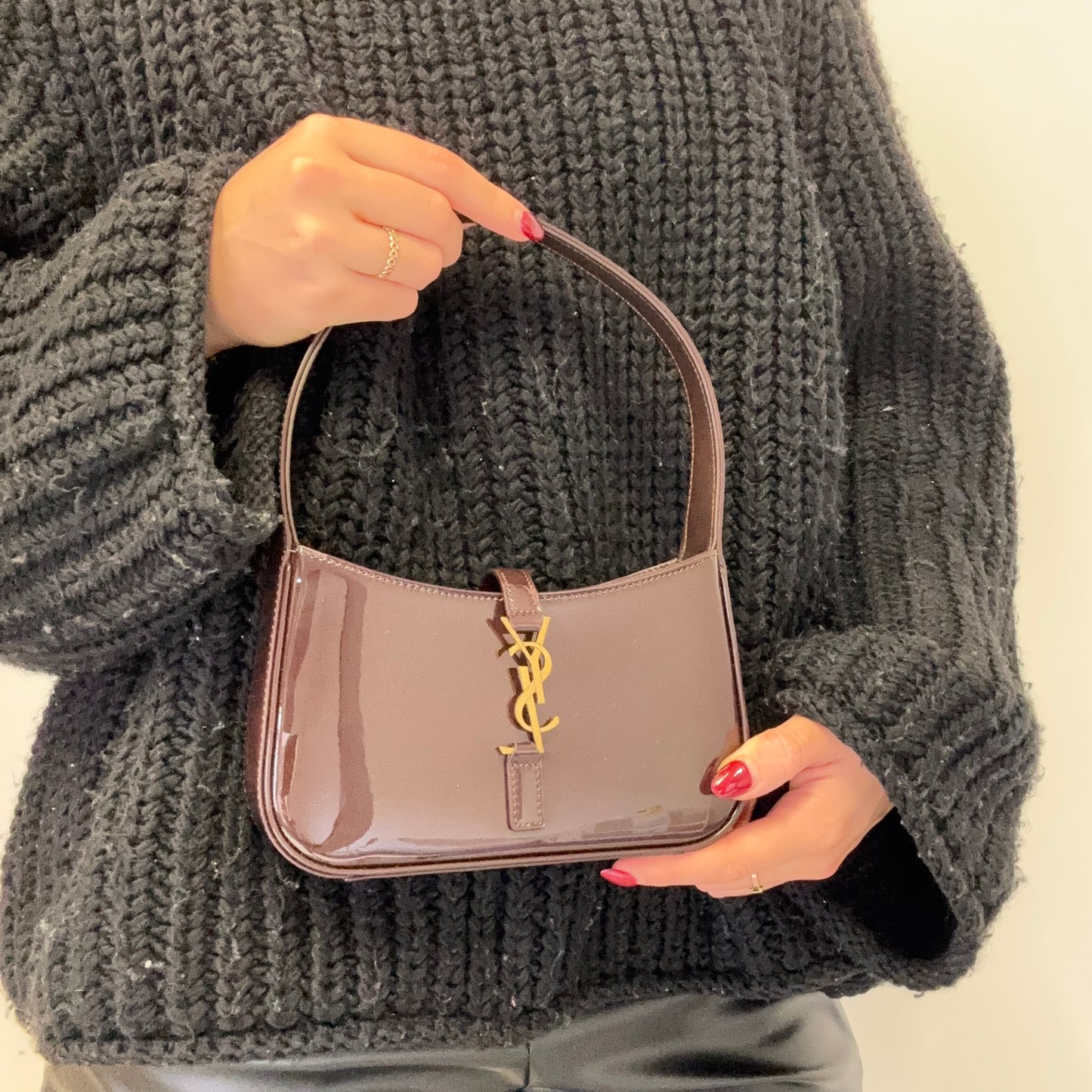 Saint Laurent Le 5  à  7 Mini Burgundy Patent GHW 2024