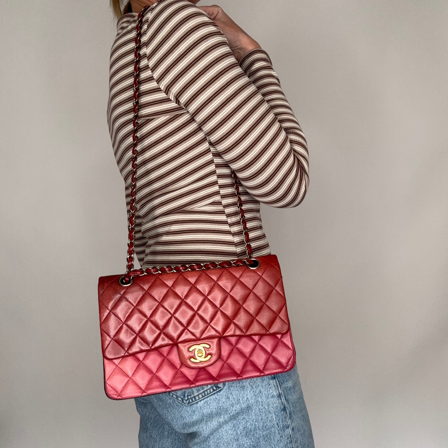 Chanel Classic Double Flap Medium Burgundy Tonal Ombre 2009/10