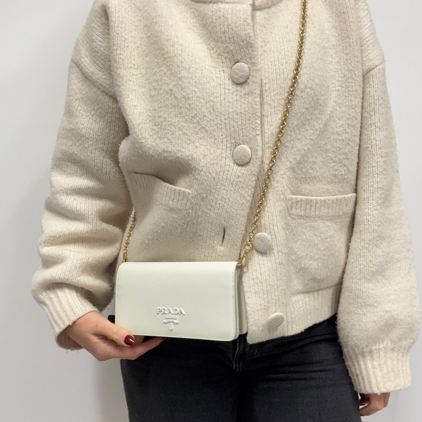 Prada Mini Crossbody Saffiano Shine White