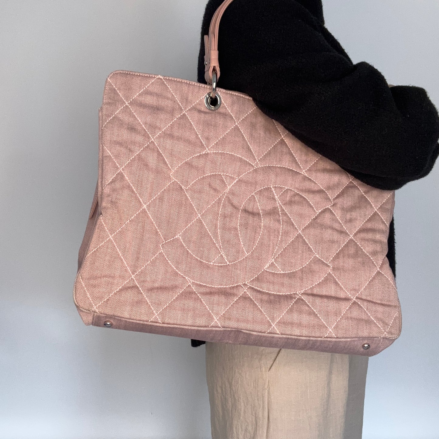 Chanel Tote Large Quilted Denim Pink 2008/09