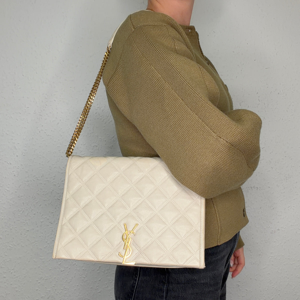 Saint Laurent Becky Chain Bag Ivory GHW 2020