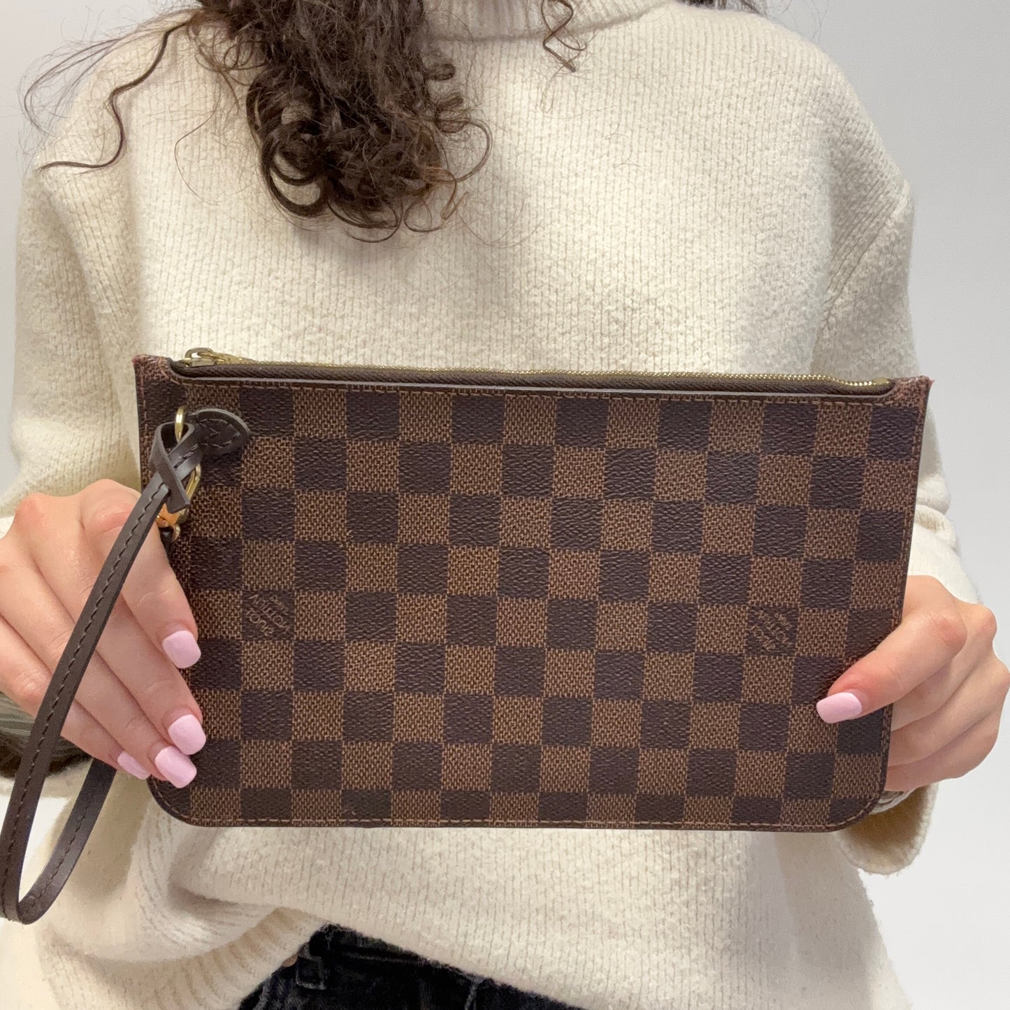 Louis Vuitton Neverfull Pochette Damier Ebene & Rouge