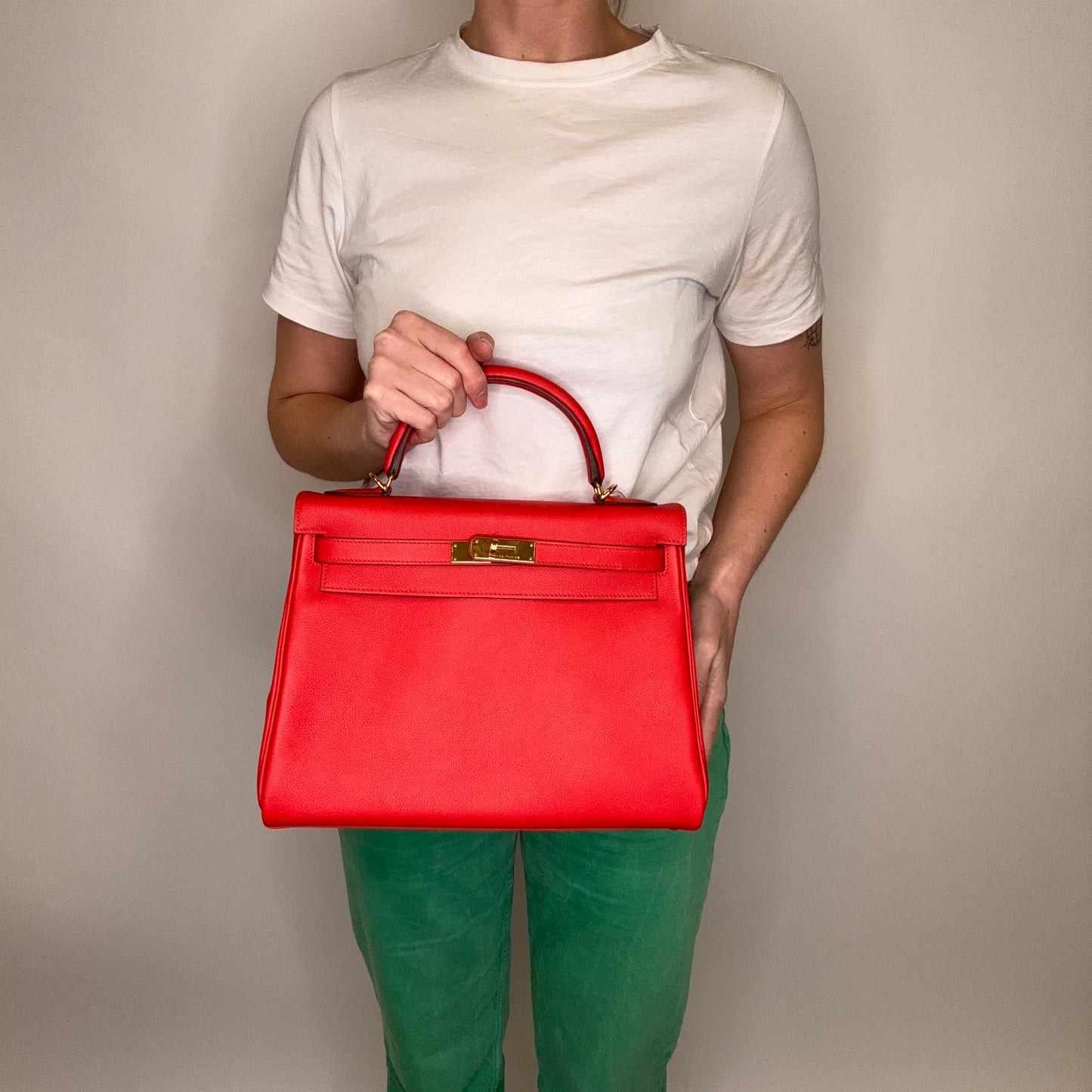 Hermes Kelly 32 Red Evercolor GHW 2016