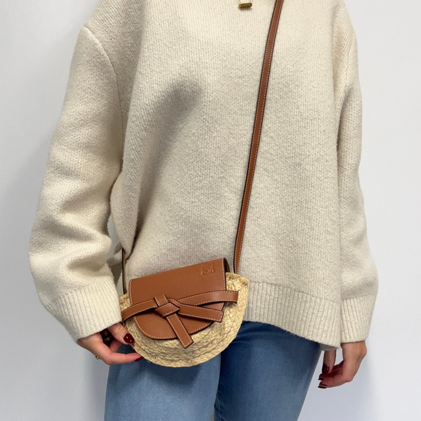 Loewe Small Gate Bag Raffia & Calfskin