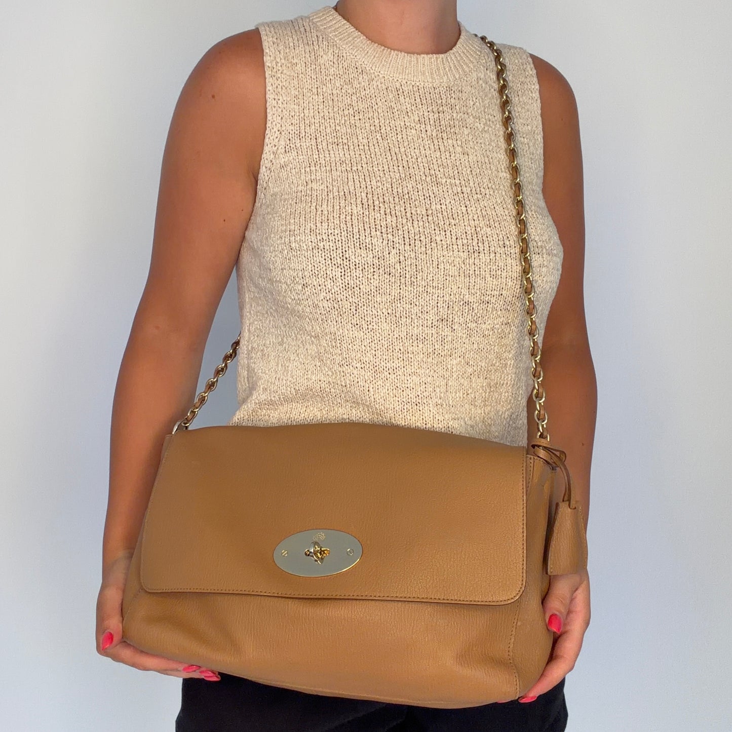 Mulberry Lily Large Deer Brown Grainy Print Leather GHW