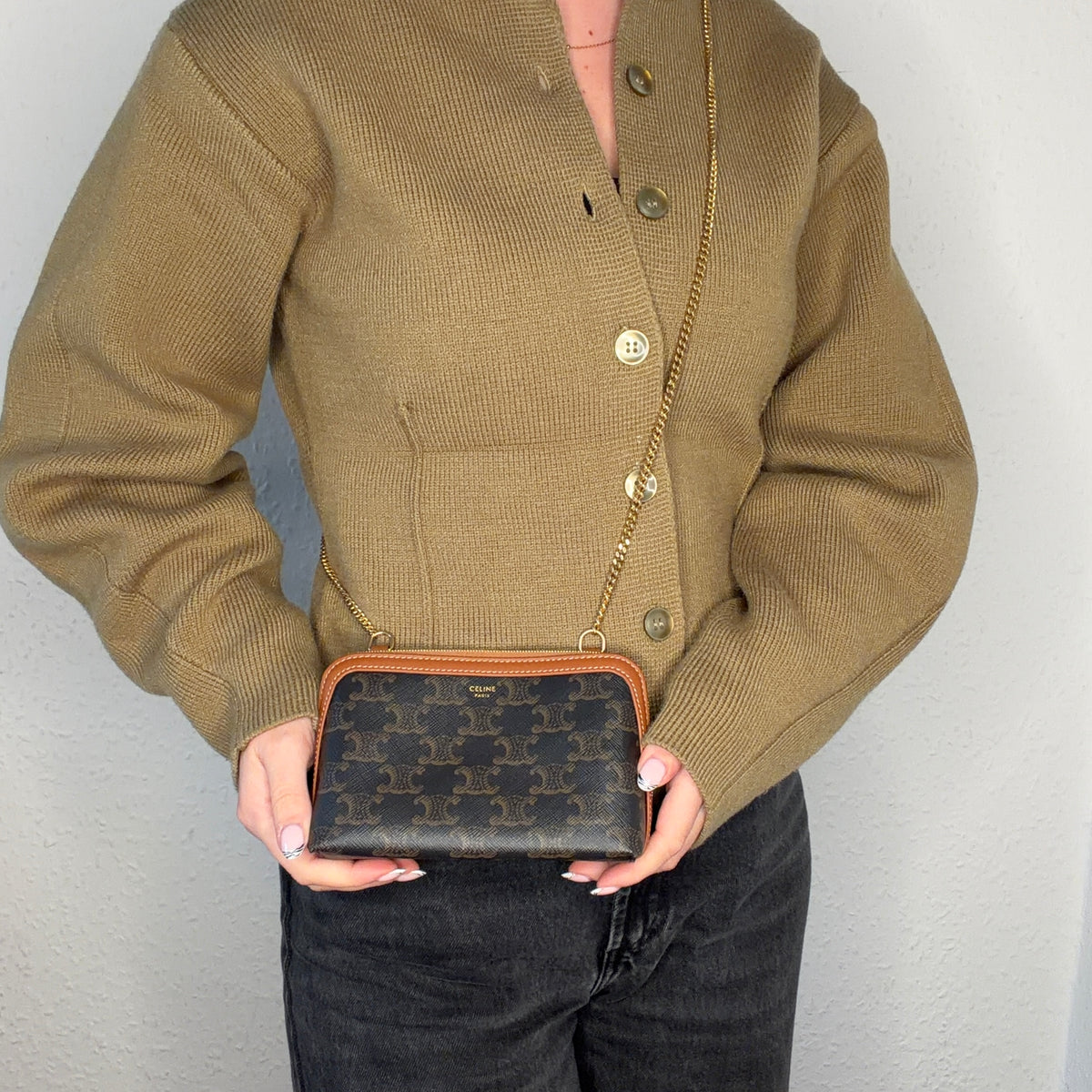 Celine Mini Clutch on Chain Triomphe Canvas 2022