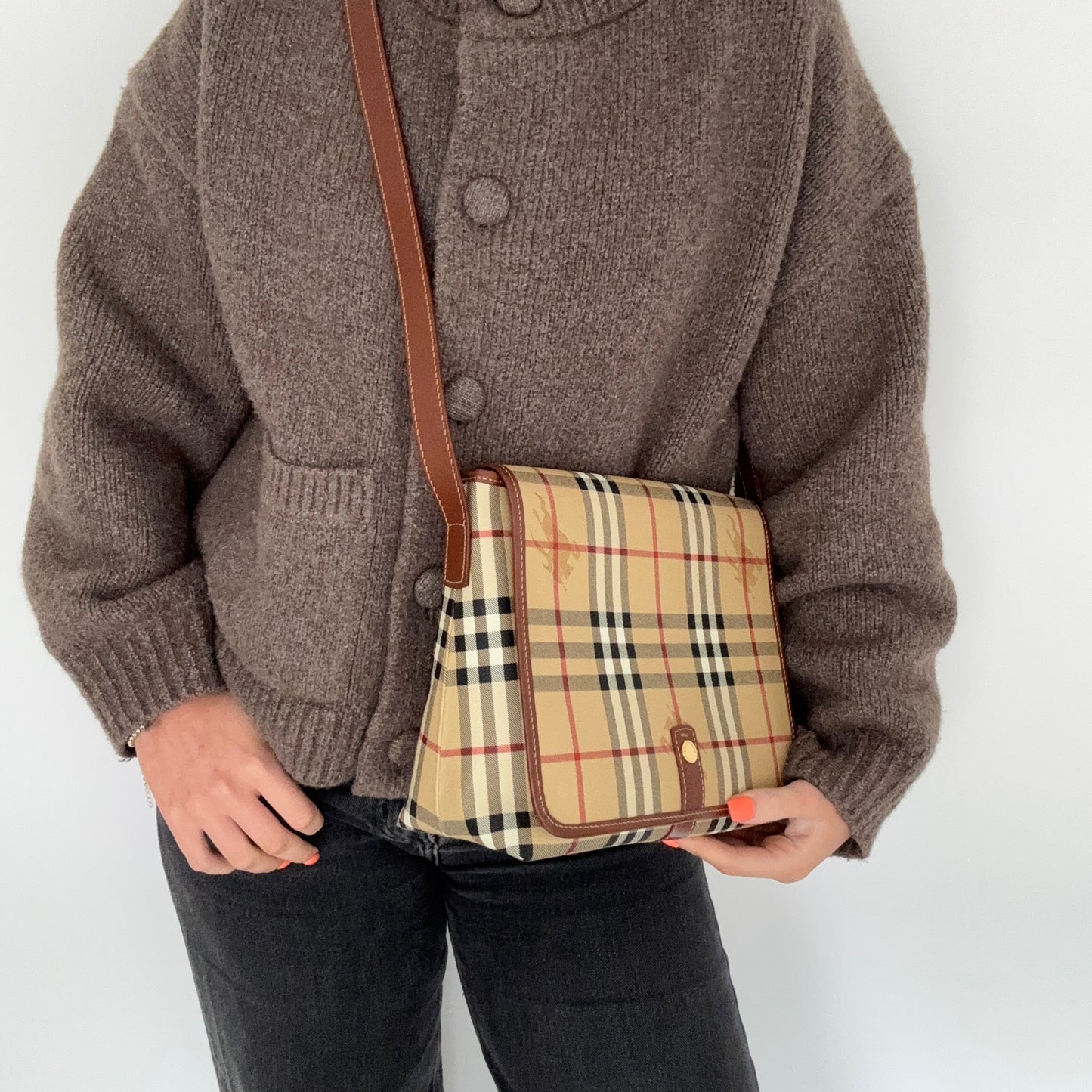 Burberry Flap Messenger Check Canvas