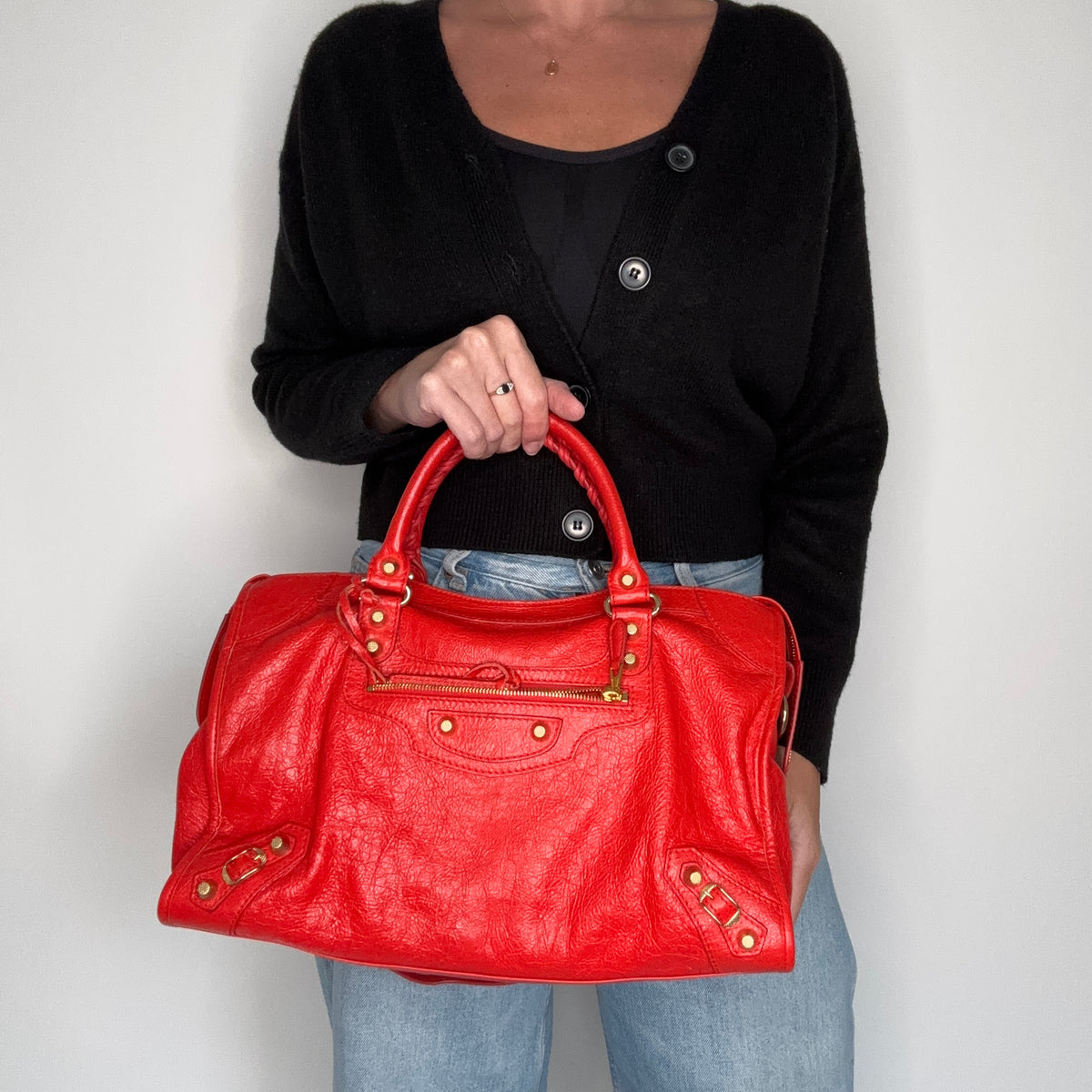 Balenciaga Giant 12 Motorcycle City Bag Orange GHW 2015