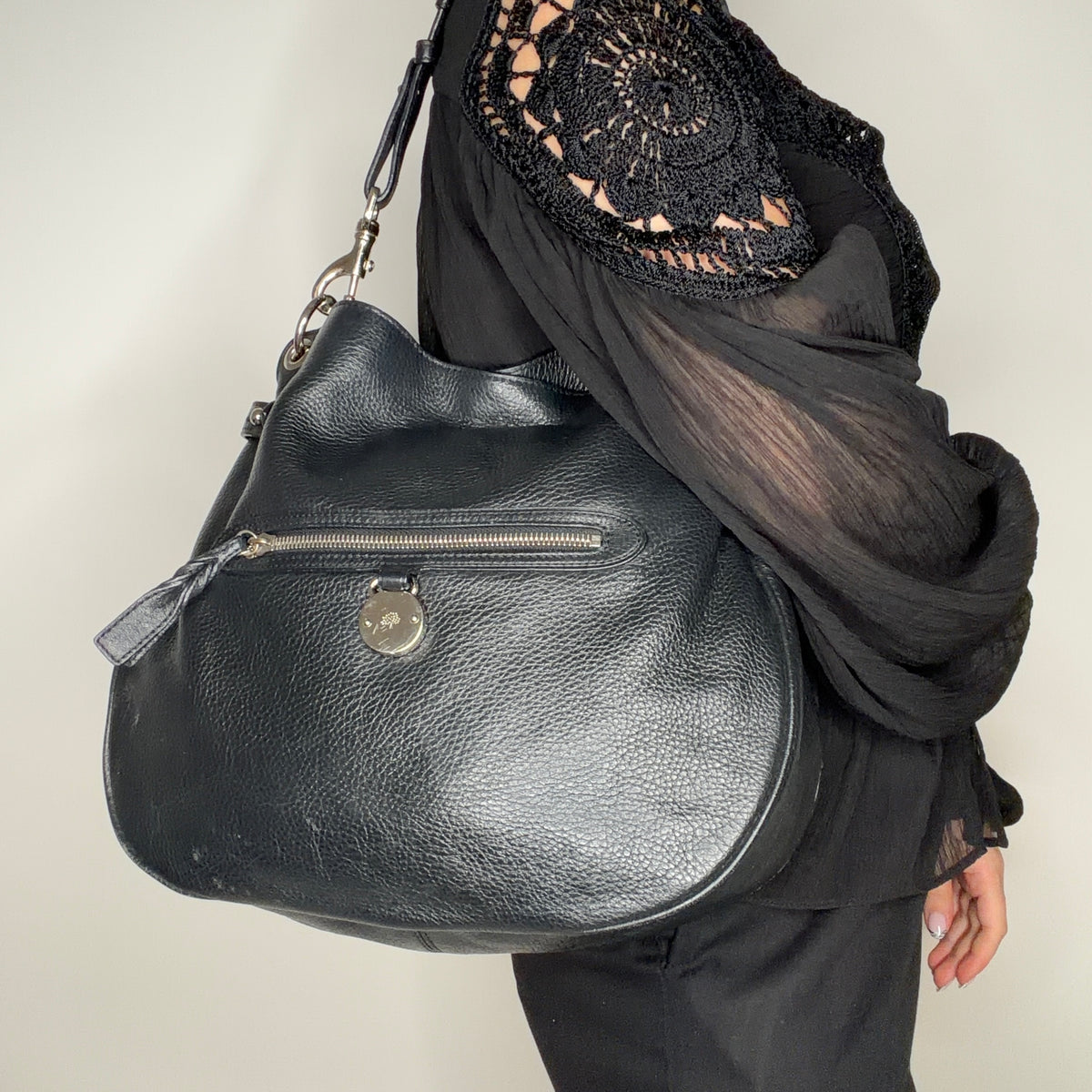 Mulberry Somerset Hobo In Black Spongy Leather Vintage