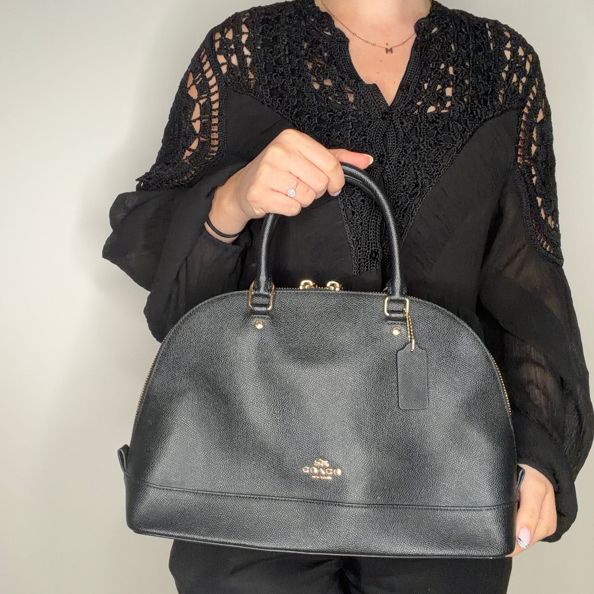Coach Sierra Satchel Black Large With Strap