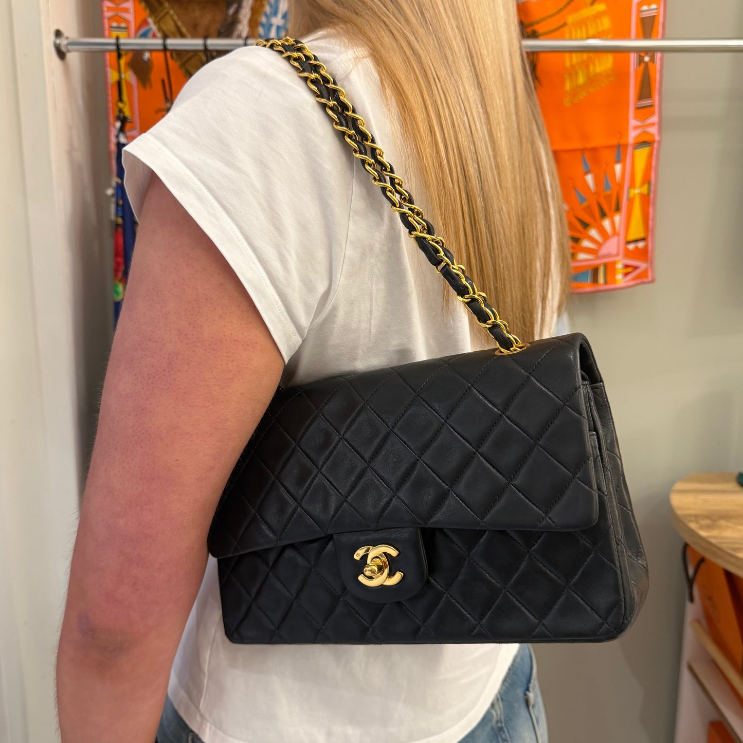 Chanel Classic Double Flap Medium Black with GHW 1991/94