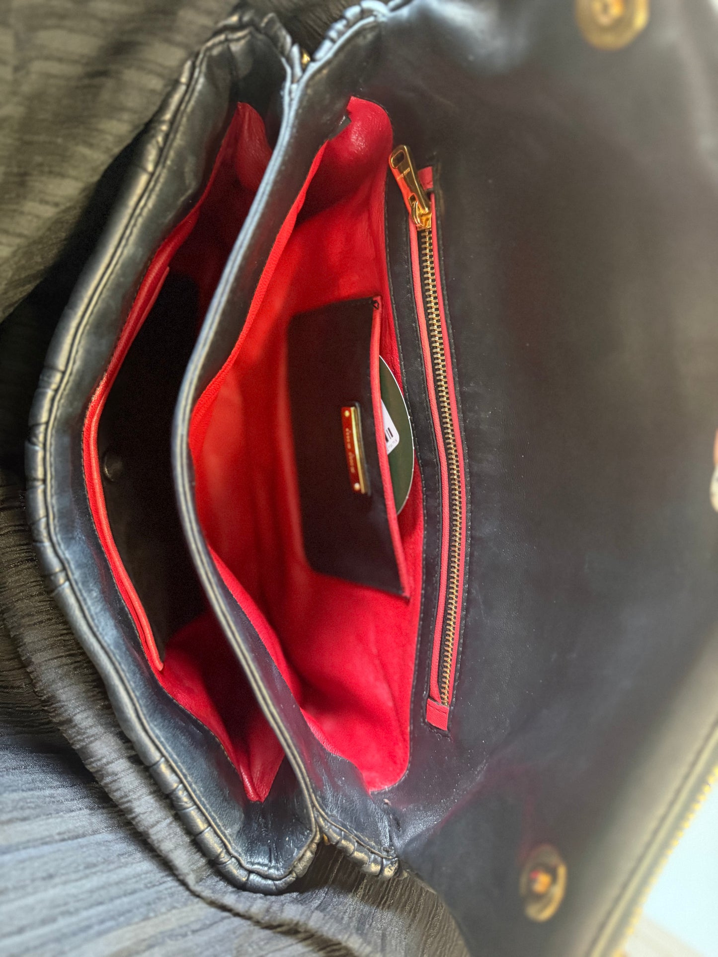 Miu Miu Two Way Crossbody Clutch Black Matelasse Leather