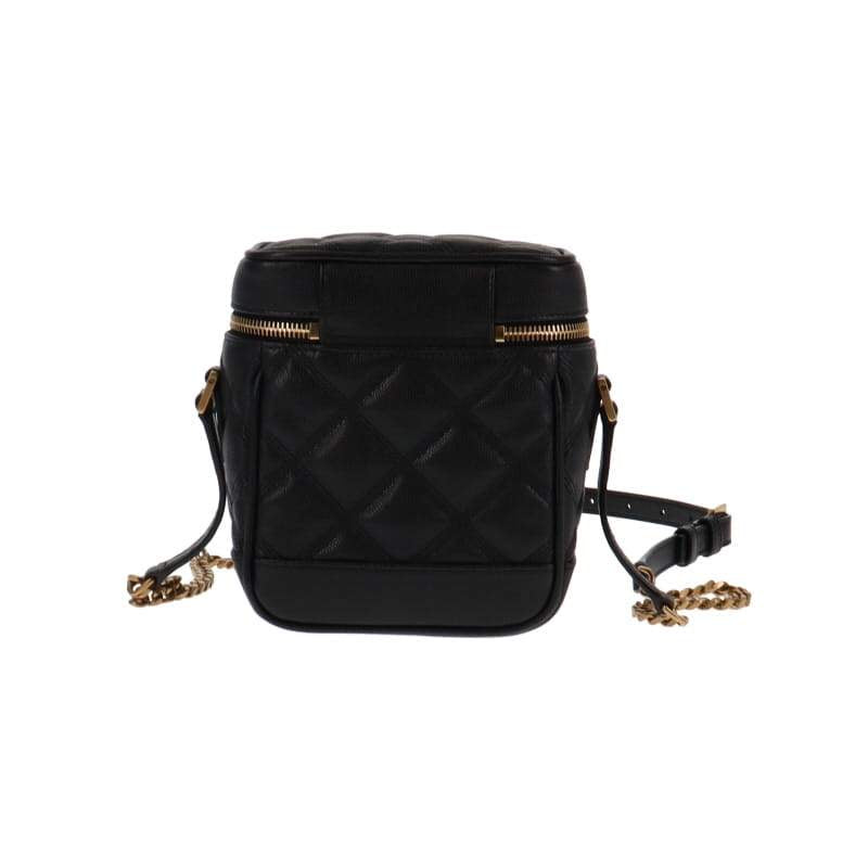 Saint Laurent 80's Vanity Bag In Black Quilted Grain De Poudre Leather GH