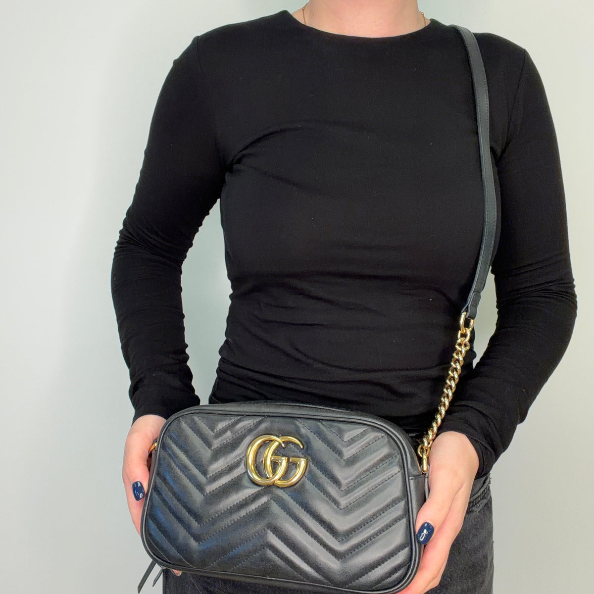 Gucci Marmont Camera Crossbody (OM Small) Black GHW