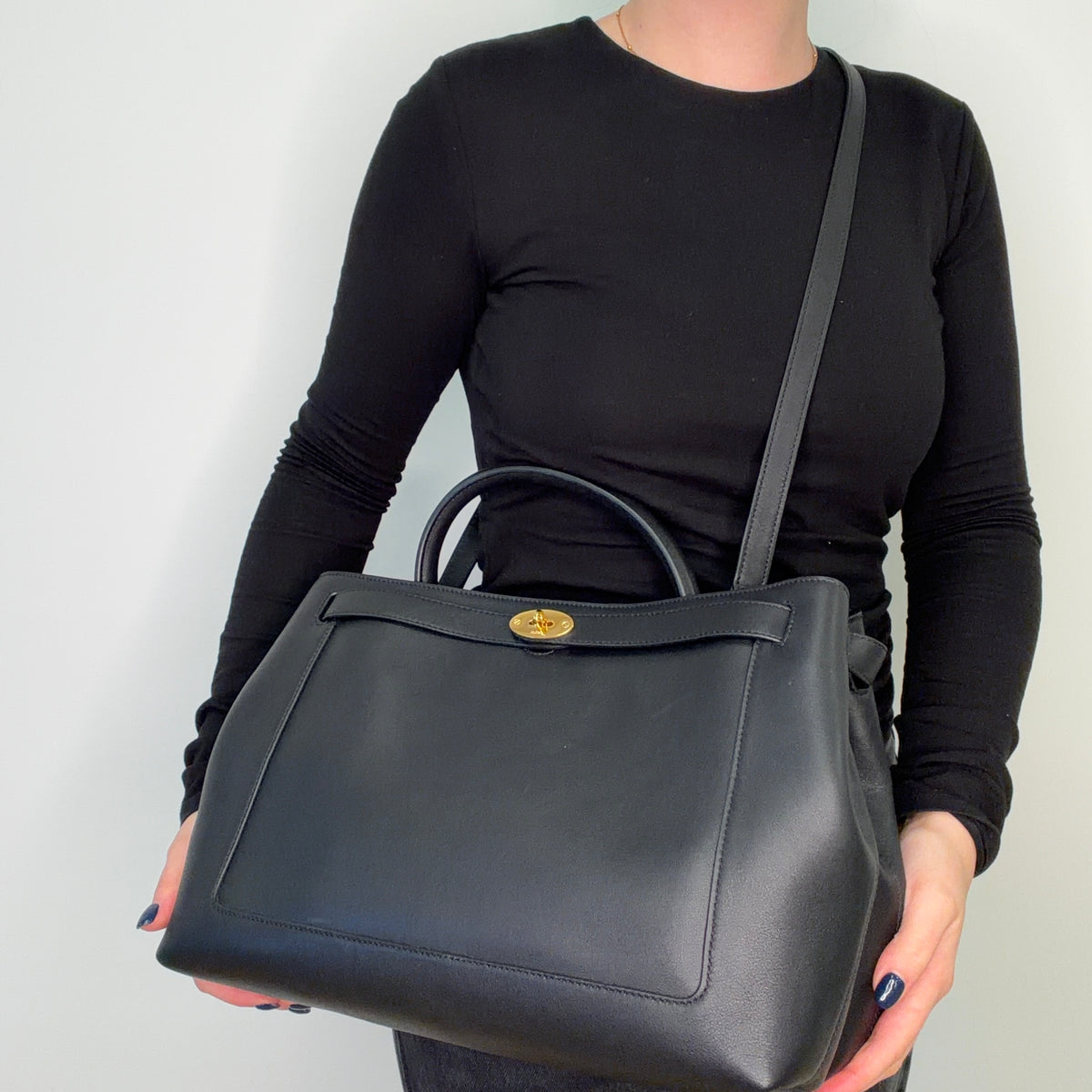 Mulberry Belted Bayswater Black Silky Calf GHW