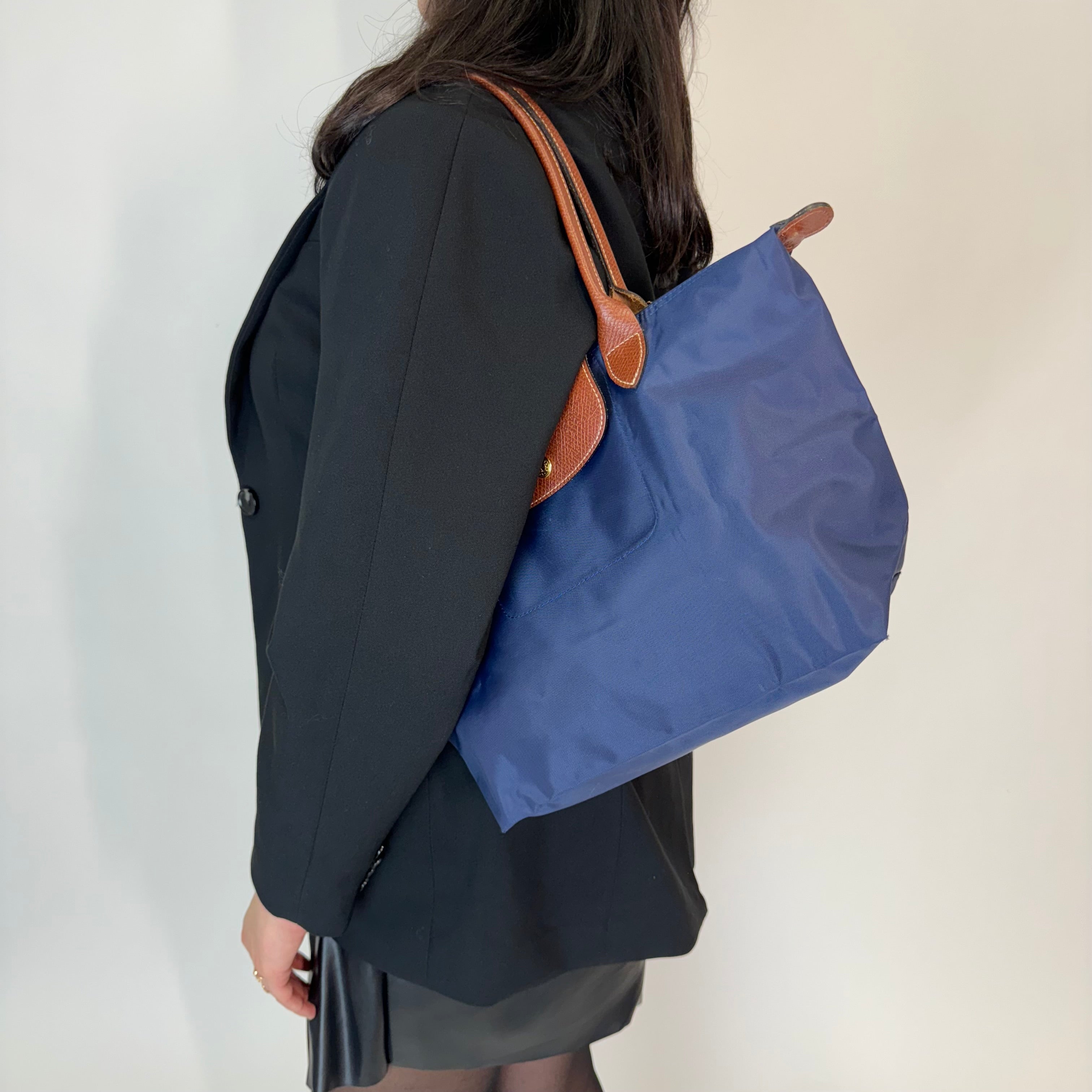 Navy nylon tote bag outlet