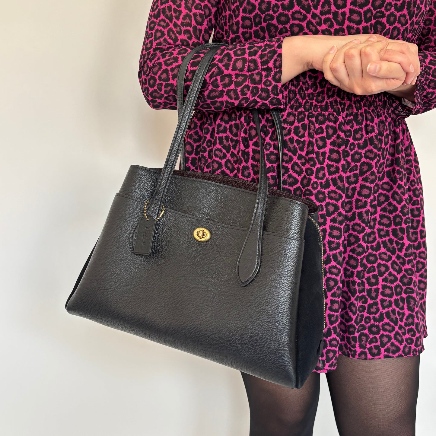 Coach Black Leather and Suede Lora Carryall
