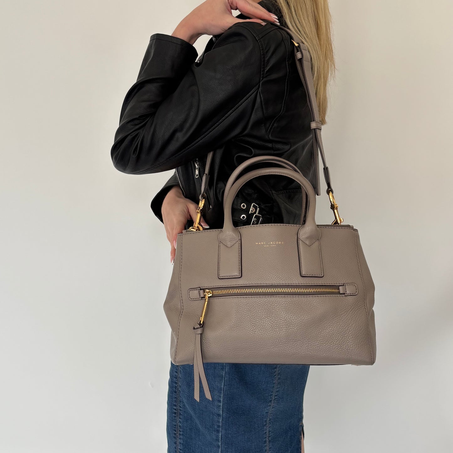 Marc Jacobs Taupe Leather Recruit Tote With Strap
